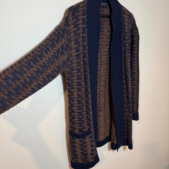 Pendleton Wool Alpaca Cardigan Sweater Open Front Brown Blue Pockets Petite M - Picture 4 of 13